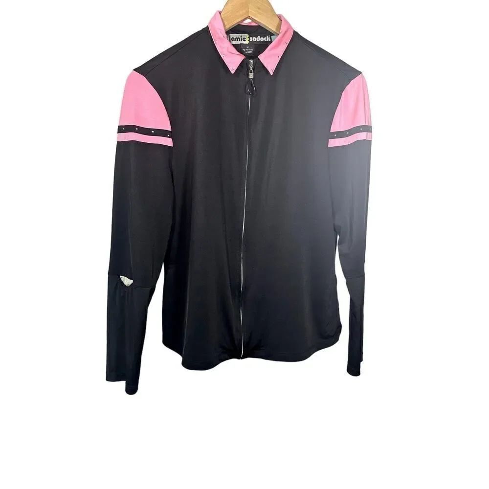 JAMIE SADOCK Women's Zip Front Lightweight Long Sleeve Jacket Black Size Medium